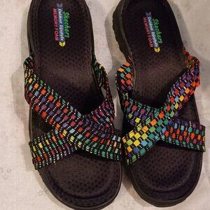 Skechers Size 9/10 Memory Foam multicolor rainbow woven outdoor